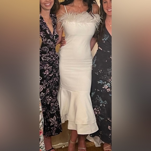 LIKELY Feather Aurora Dress in White - Picture 2 of 3